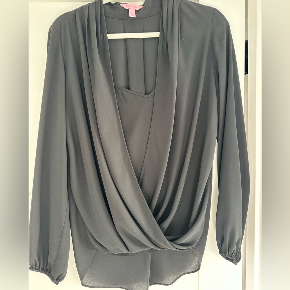 Lilly Pulitzer Black Drape Blouse